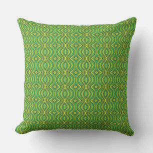 Green and Yellow Ogee Pattern Throw Pillow