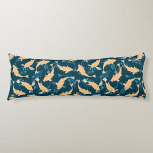 Green And Yellow Repeat Motif   Koi Fish Pattern Body Pillow
