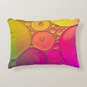 Green and yellow round illustration accent pillow