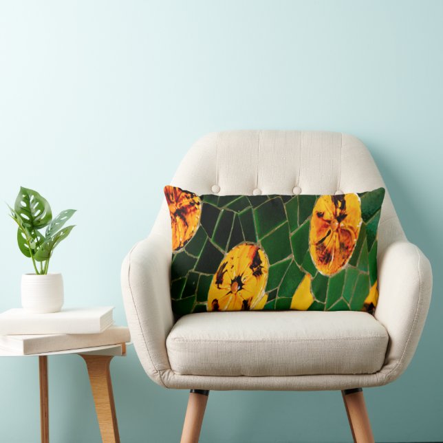 Green and Yellow Spanish Mosaic  Lumbar Pillow (Chair)