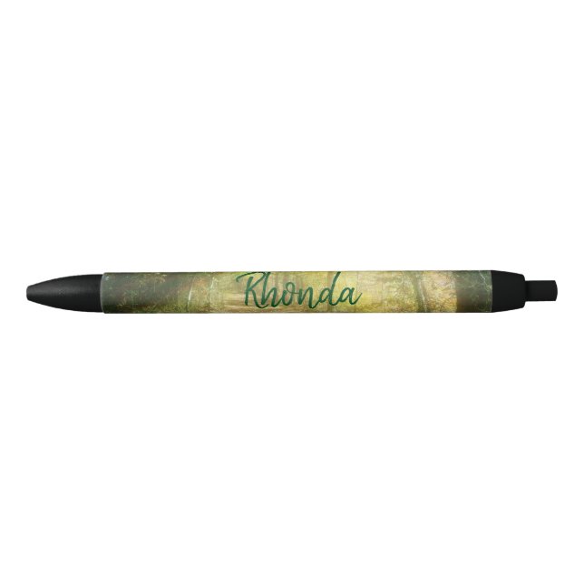 Green and Yellow Spring Forest Black Ink Pen (Front)