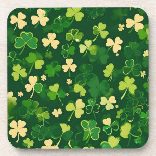 Green and Yellow St Patrick's Day Shamrock Coaster