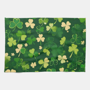 Green and Yellow St Patrick's Day Shamrock Kitchen Towel