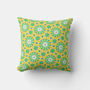 Green and Yellow Star Abstract Throw Pillow