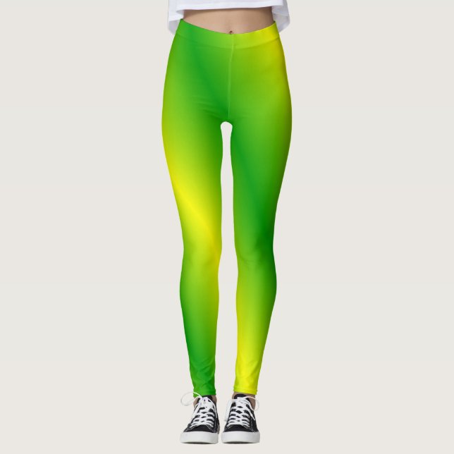 Green and Yellow Striped Leggings (Front)