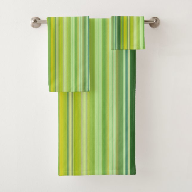 Green and Yellow Stripes Bath Towel Set (Insitu)