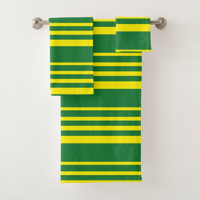 Green and yellow stripes bath towel set (Insitu)