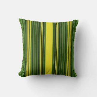 Green and Yellow Stripes (fig) Throw Pillow