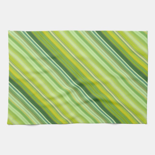 Green and Yellow stripes Kitchen Towel (Horizontal)