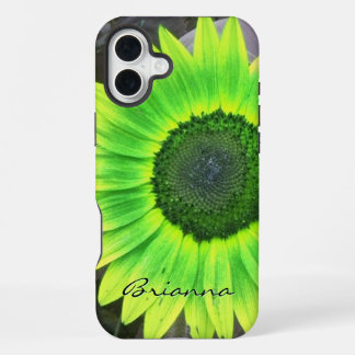 Green and Yellow Sunflower *personalize* iPhone 16 Plus Case