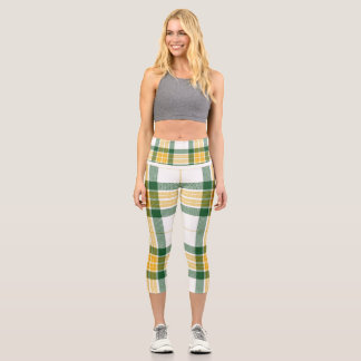 Green and yellow tartan High Waisted Capris
