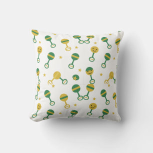 Green and yellow throw pillow