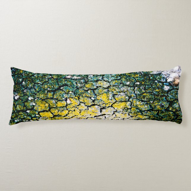 Green and Yellow Tree Bark Body Pillow (Front)
