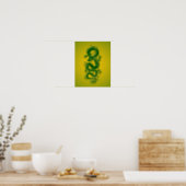 Green and Yellow Tribal Chinese Dragon Poster (Kitchen)