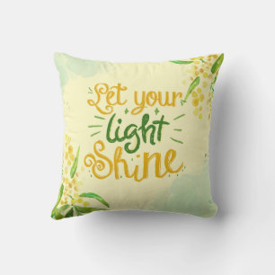 Green and Yellow Watercolor Floral Inspirational  Throw Pillow