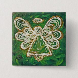 Green Angel Button or Pin