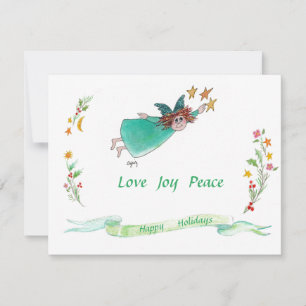 Green Angel, Garlands and Holiday Banner Card