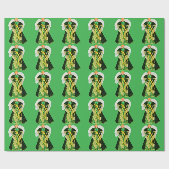 Green Angel Green Wrapping Paper (Flat)