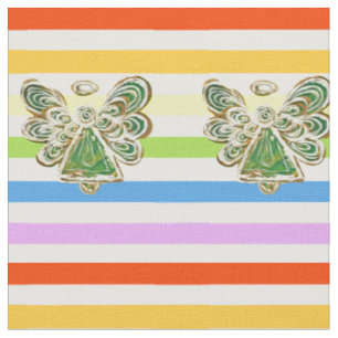 Green Angel Rainbow Stripe Fabric Art Material