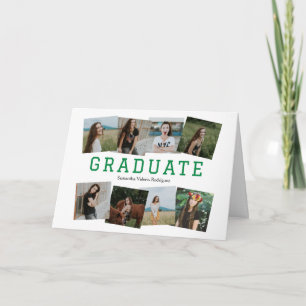 Green Angled Eight-Photo Grad Invitation