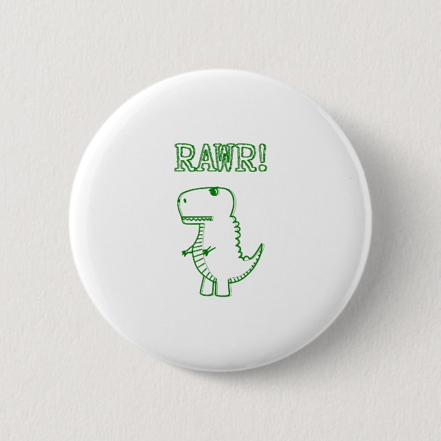green angry dinno 2 inch round button (Front)