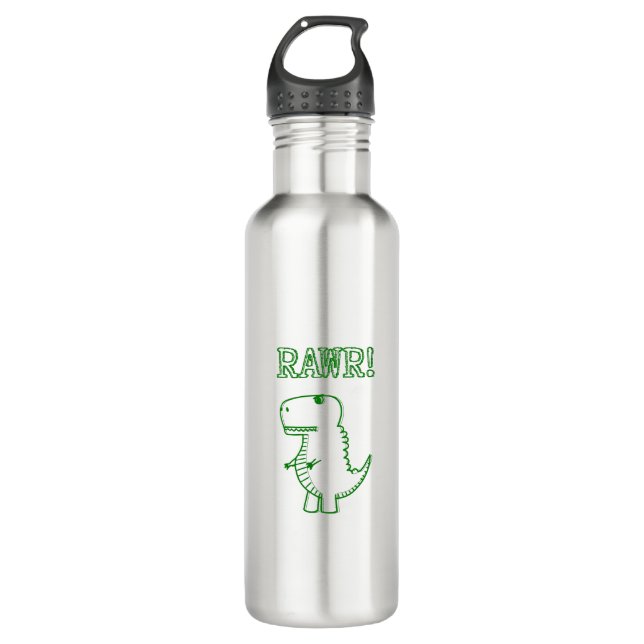 Green Angry T Rex Dino 710 Ml Water Bottle (Front)