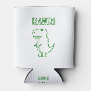 Green Angry T Rex Dino Can Cooler