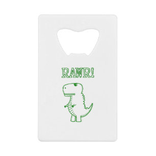 Green Angry T Rex Dino Credit Card Bottle Opener