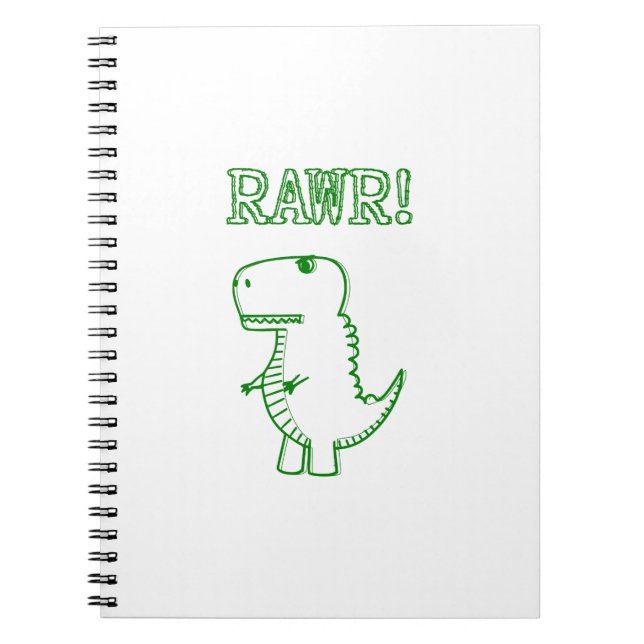 Green Angry T Rex Dino Notebook (Front)