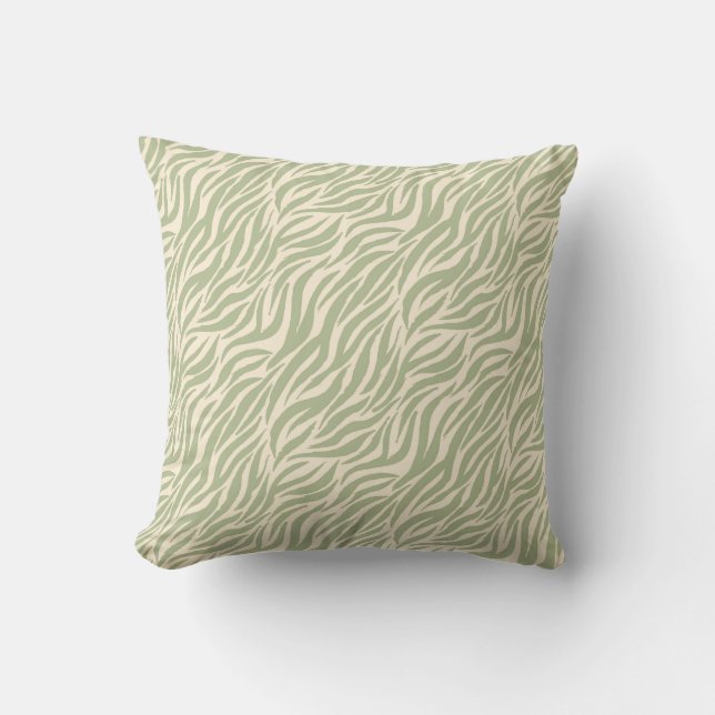 Green Animal Print Tiger Throw Pillow (Front)