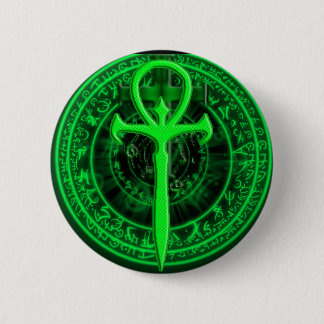 Green ankh 2 inch round button