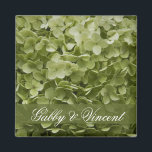 Green Annabelle Hydrangea Floral Wedding Magnet<br><div class="desc">Customize the elegant Green Annabelle Hydrangea Floral Wedding Square Magnet with the personal names of the bride and groom to create a one of a kind personalized party favour or keepsake gift for the newlyweds, bridesmaids or bridal attendants. This pretty custom flowery marriage magnet features a floral photograph of a...</div>