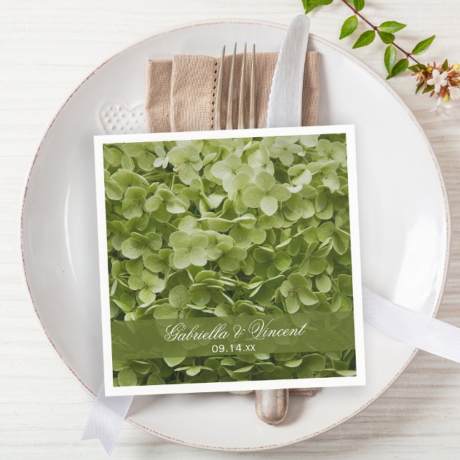 Green Annabelle Hydrangea Floral Wedding Napkin (Creator Uploaded)