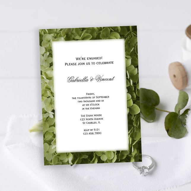Green Annabelle Hydrangea Flower Engagement Party Invitation (Creator Uploaded)