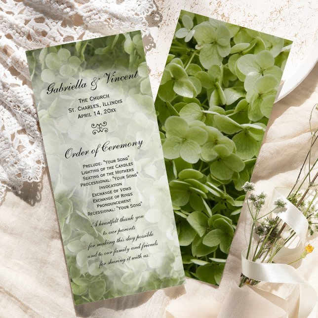 Green Annabelle Hydrangea Wedding Program (Creator Uploaded)