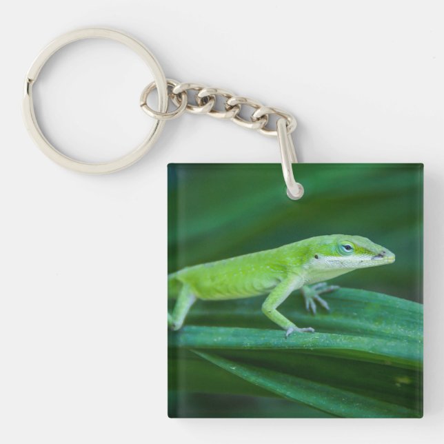 Green Anole Lizard Keychain (Front)