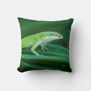 Green Anole Lizard Throw Pillow