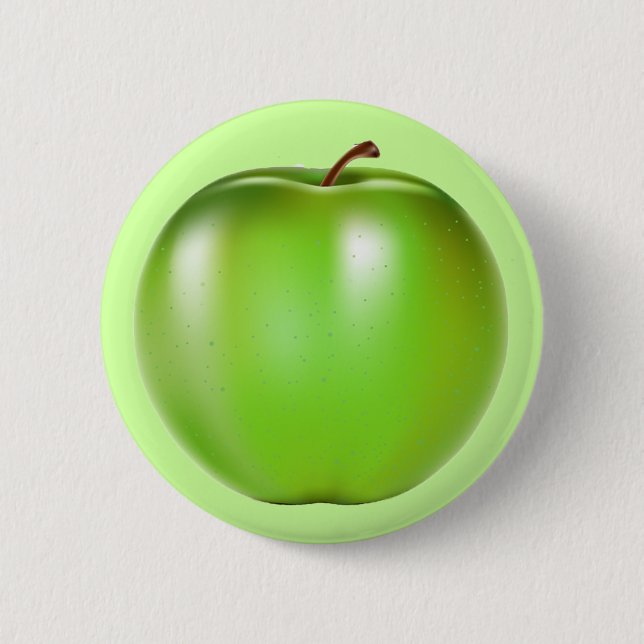 GREEN APPLE 2 INCH ROUND BUTTON (Front)