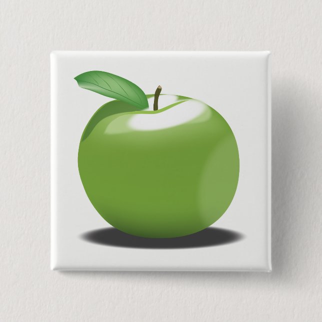 Green Apple 2 Inch Square Button (Front)
