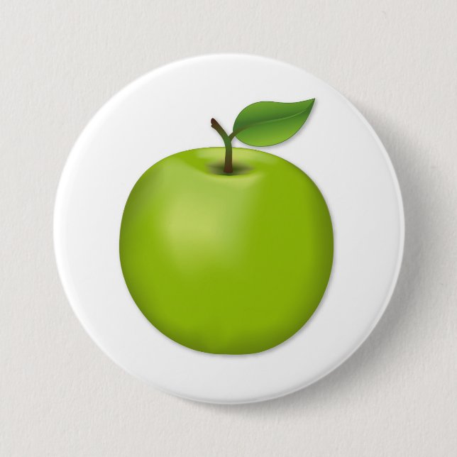 Green Apple  3 Inch Round Button (Front)