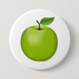Green Apple 3 Inch Round Button