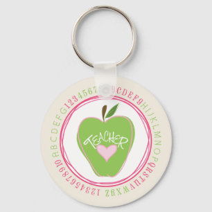 Green Apple & Alphabet Teacher Keychain