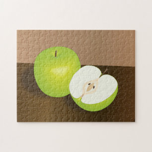 Green Apple-and-a-Half Still Life Jigsaw Puzzle