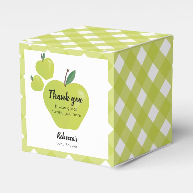 Green apple baby shower favor box (Front Side)