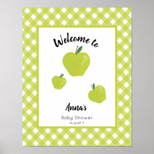 Green apple baby shower welcome poster