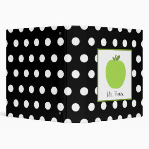 Green Apple / Black with White Polka Dots Binder