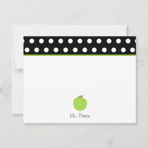 Green Apple / Black With White Polka Dots Note Card