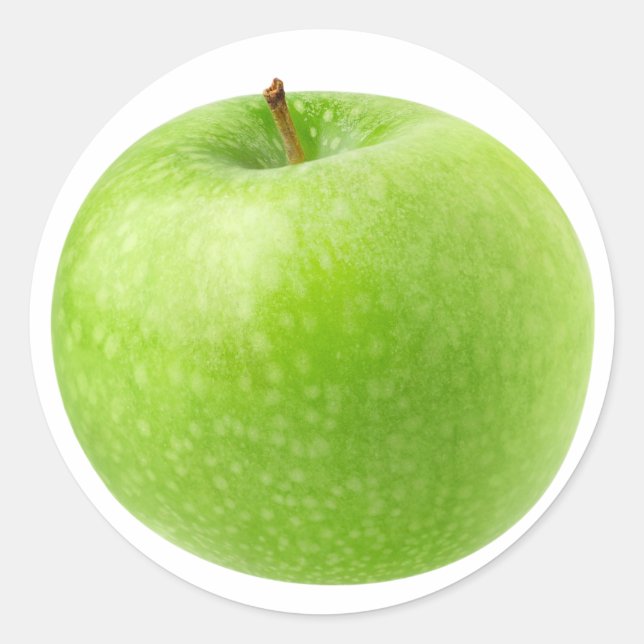 Green apple classic round sticker (Front)