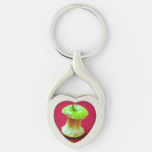 Green apple core keychain
