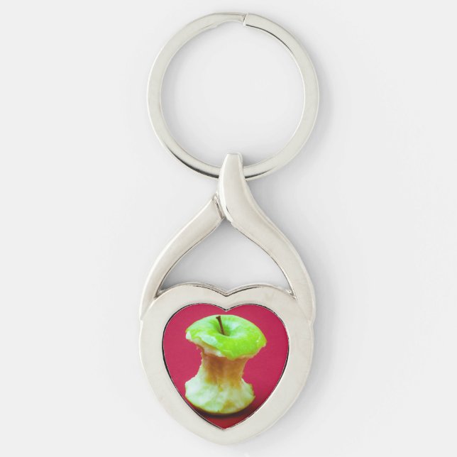 Green apple core keychain (Front)